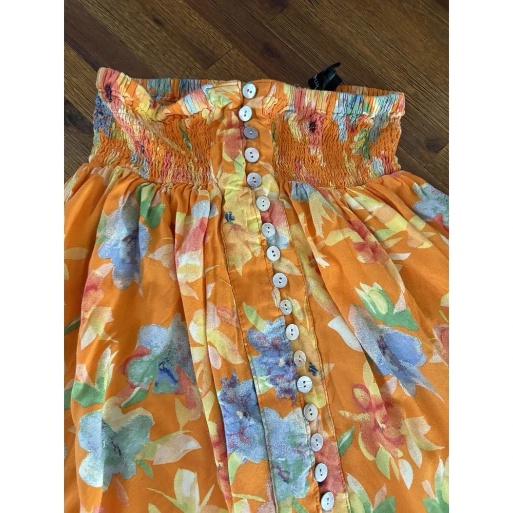 Cynthia‎ Rowley Skirt Womens Medium Multicolor Floral Boho Button Front Maxi